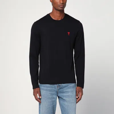 Ami Alexandre Mattiussi Black Crewneck Sweatshirt With Adc Embroidery In Cotton Blend Man In Black