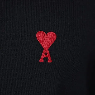 Ami Alexandre Mattiussi Black Crewneck Sweatshirt With Adc Embroidery In Cotton Blend Man In Black