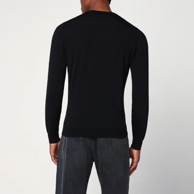 Drumohr Black Wool Crew Neck Sweater