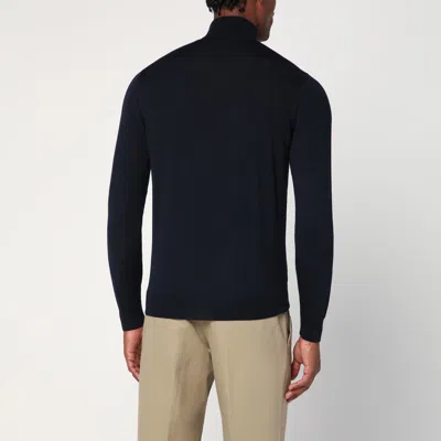 Drumohr Navy Blue Wool Turtleneck Sweater In Blue