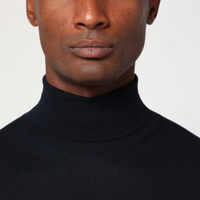 Drumohr Navy Blue Wool Turtleneck Sweater In Blue