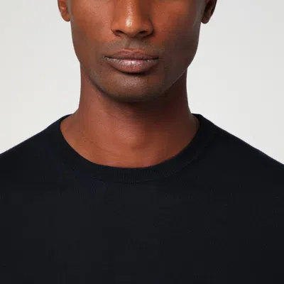 Drumohr Navy Blue Wool Crew Neck Sweater In Blue