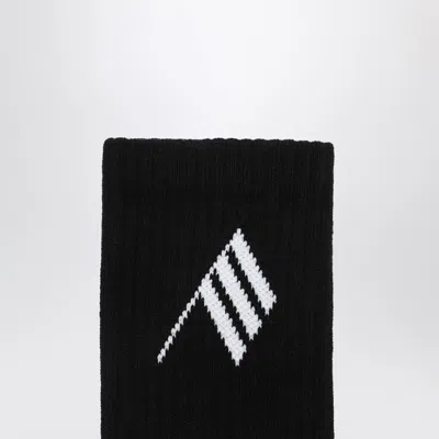 Attico Black/white Socks With Logo In Black