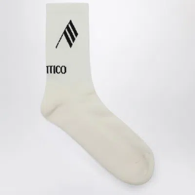 Attico Socks Milk/black With Logo