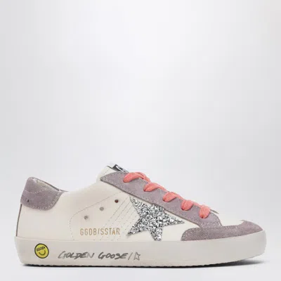 Golden Goose White Leather And Lilac Suede Super-star Sneakers