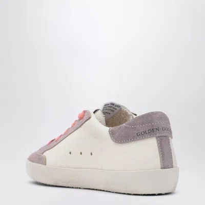 Golden Goose White Leather And Lilac Suede Super-star Sneakers