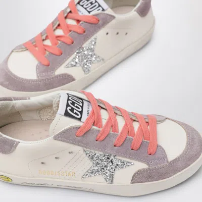 Golden Goose White Leather And Lilac Suede Super-star Sneakers