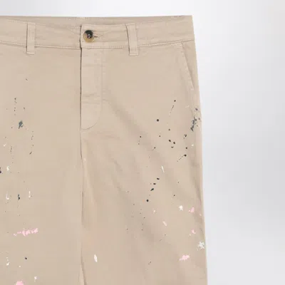 Golden Goose Beige Trousers With Splatter Details In Neutral