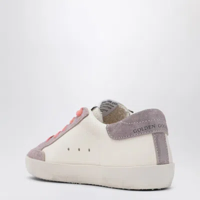 Golden Goose White Leather And Lilac Suede Super-star Sneakers In White