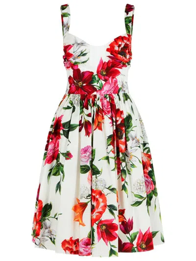 Dolce & Gabbana White Cotton Poplin Dress In White