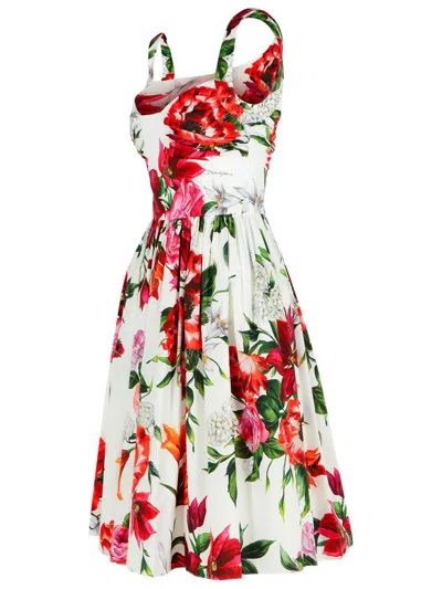 Dolce & Gabbana White Cotton Poplin Dress In White
