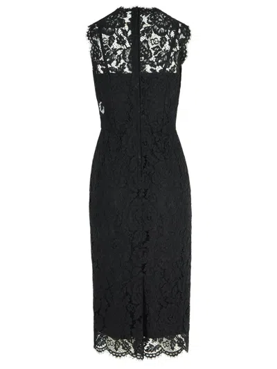 Dolce & Gabbana A Medium Length Dress With Sleeveless Lace In Black