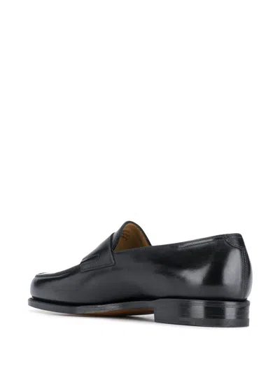 John Lobb Hand-sewn Black Calf Leather College Loafer In Black