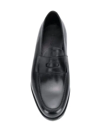 John Lobb Hand-sewn Black Calf Leather College Loafer In Black