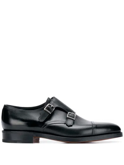 John Lobb Hand-sewn Black Calf Leather Double Buckle Shoe
