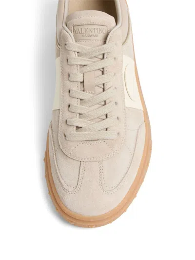 Valentino Beige Suede And Leather Sneakers In Gold