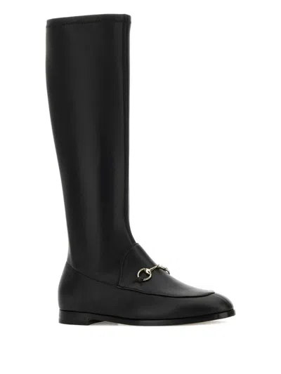Gucci Leather Knee-high Boots Metal Hardware In Black
