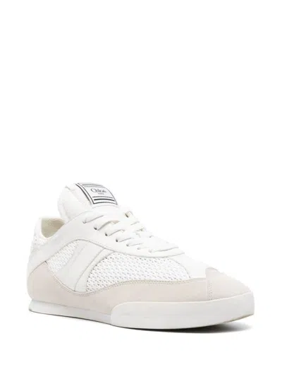 Chloé Kick Sneakers In Mesh And Suede Leather Shoes In White