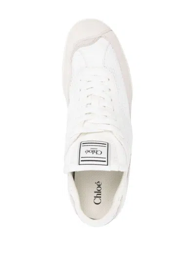 Chloé Kick Sneakers In Mesh And Suede Leather Shoes In White