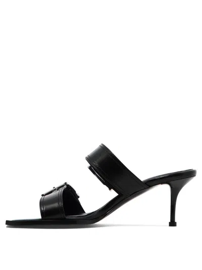 Alexander Mcqueen 75 Leather Buckle Sandals In Black