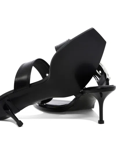 Alexander Mcqueen 75 Leather Buckle Sandals In Black