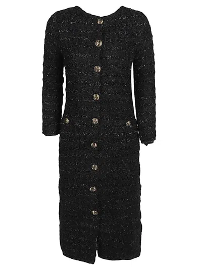 Balenciaga Wool Midi Buttoned Dress In Black
