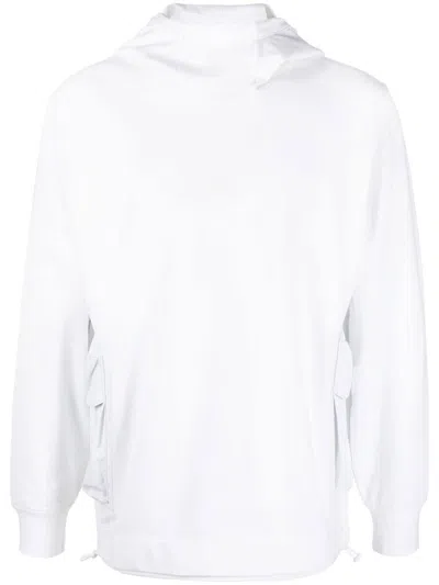 C.p. Company Hoodie With Cargo Pockets And High Neck In White