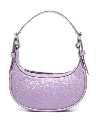 By Far Mini Soho Croco Embossed Leather Shoulder Bag