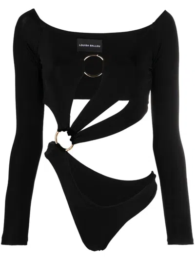 Louisa Ballou Strapless Asymmetrical Swimsuit In Black