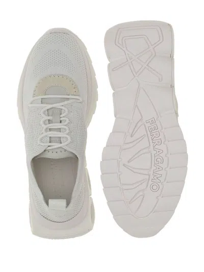 Ferragamo Men Nylon Sneakers With Iconic Gancini Sole In Gold