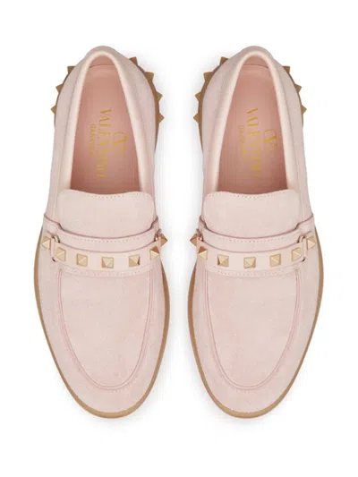 Valentino Garavani Women Leisure Flows Leather Loafers In Pink