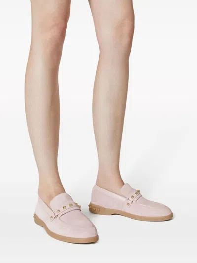 Valentino Garavani Women Leisure Flows Leather Loafers In Pink