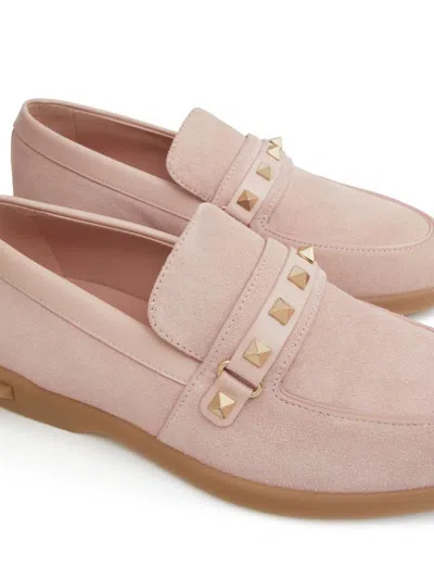 Valentino Garavani Women Leisure Flows Leather Loafers In Pink