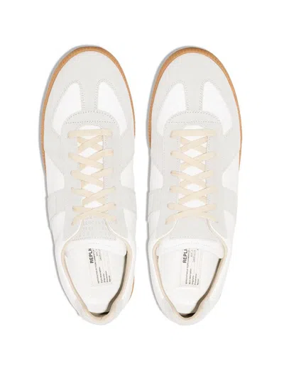 Maison Margiela Off White Leather And Grey Suede Replica Sneakers In White