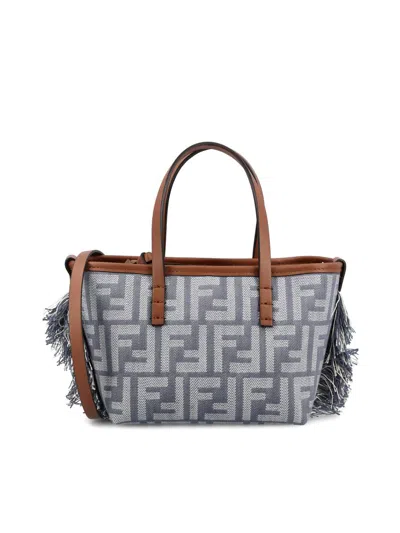 Fendi Chic Shoulder Bag With Fringe And Handles In Gray