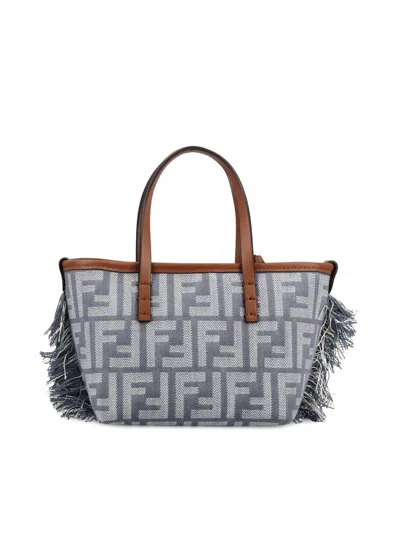 Fendi Chic Shoulder Bag With Fringe And Handles In Gray