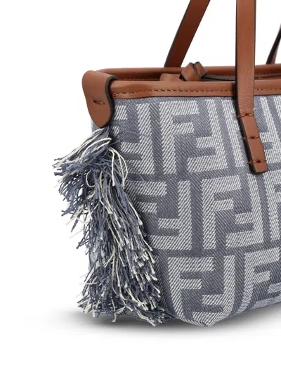 Fendi Chic Shoulder Bag With Fringe And Handles In Gray