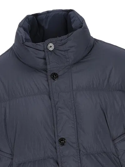Stone Island Quilted Nylon Puffer Jacket In Blue