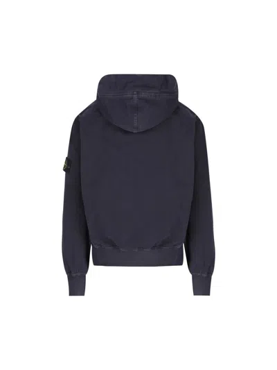 Stone Island Oversized Fit Hooded Zip-up Sweatshirt In Blue