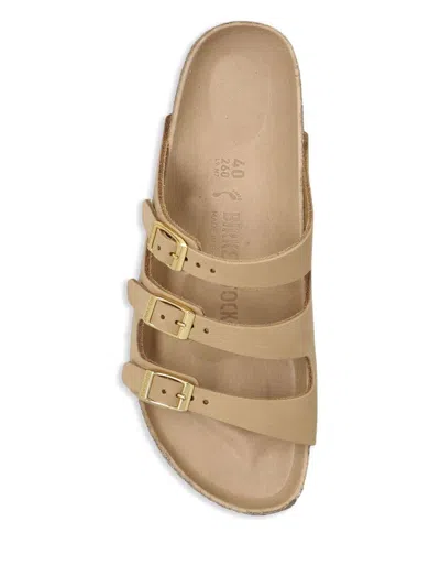 Birkenstock Beige Leather Florida Slippers