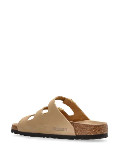 Birkenstock Beige Leather Florida Slippers