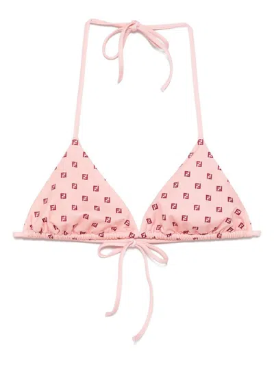 Fendi Triangle Top Swimsuit Adjustable Straps In Pink