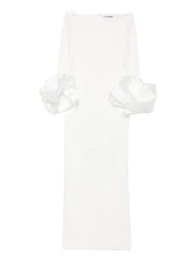 Solace London Talia Ruffle-cuff Maxi Dress In White