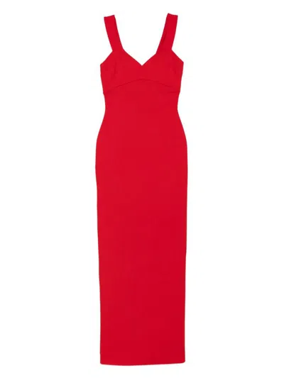 Solace London Nalani V-neck Maxi Dress In Red