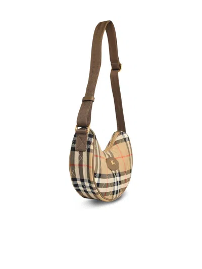 Burberry Curved Shoulder Bag With Classic Check Pattern And Gold-tone Hardware