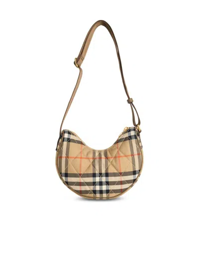 Burberry Curved Shoulder Bag With Classic Check Pattern And Gold-tone Hardware