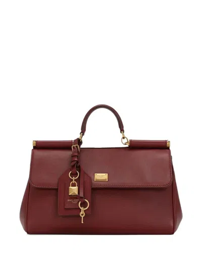 Dolce & Gabbana Bordeaux Handbag With Key And Padlock Detail And Adjustable And Removable Shoulder Strap