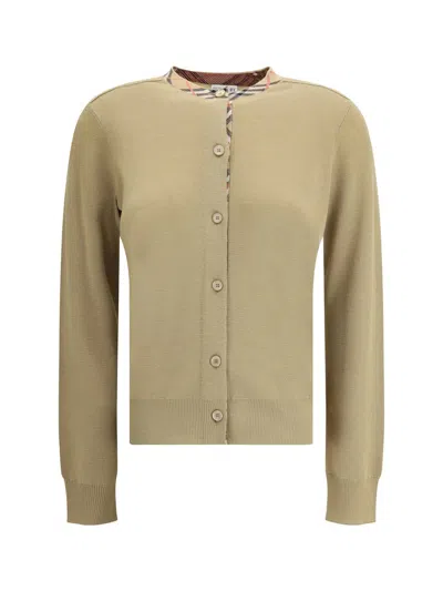 Burberry Structured Wool Cardigan Check Pattern