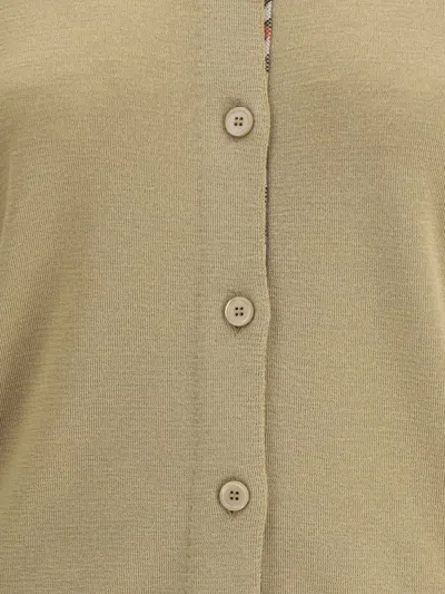 Burberry Structured Wool Cardigan Check Pattern