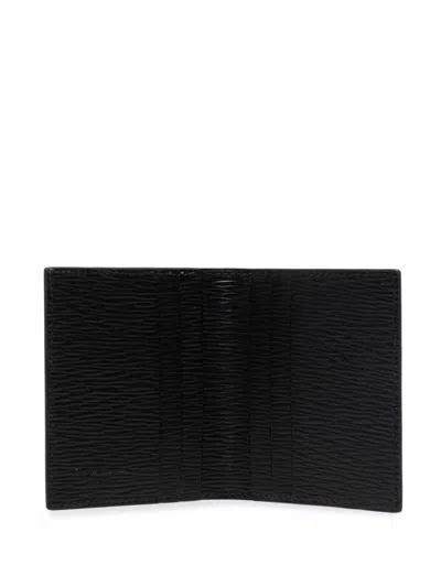 Ferragamo Gancini Bi Fold Black Wallet In Black